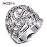 New Design Leaf Shape 2-Tone Inlay Jewelry Luxury Cocktail Party Ring Bijoux thumbnail-2