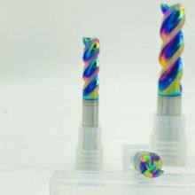 High Gloss Rainbow Coated 3 Flute Aluminum End Mill 8×24×75mm, Tungsten Carbide CNC Cutter For Non-Ferrous Metal CNC Machining & Cutting thumbnail-3