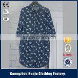 Guangzhou Newest Garment Factory Wholesale Women Denim Shirt Plain Loose Top thumbnail-2