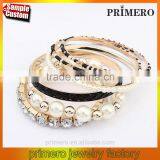 Multilayer Pearl Glass Rhinestone Beaded Twist Leather Bracelet& Bangle Jewelry thumbnail-1