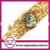 SWH0640 china leather bracelet guangzhou watch wholesale with flower and birds