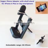Universal bigger 60-95mm Tripod Mount Phone Holder with 360 degree rotating shelf-stand for iPhone 6 plus and big smartphone