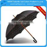 23inch black wood umbrella for hotels-double canopy