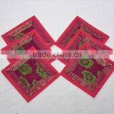 Indian Silk Table Runner With 6 Place Mats & 6 Coaster in Pink Color Size 16*62 thumbnail-3