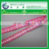 APR415 New Arrival Embroidered on Pink Jacquard Woven Ribbon Trim thumbnail-1