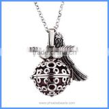 Metal Hollowed-out Pattern Cage Chime Box Angel Wing Pregnancy Maternity Pendant Necklace With Musical Sound Bell Ball BAC-M055