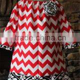 2017 newest design children flower decorated chevron dresses for wholesale