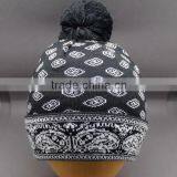 100%ACRYLIC JACQUARD BEANIE HAT POMPOM BEABIE HAT thumbnail-1