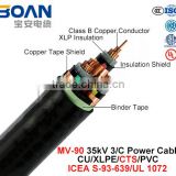 Mv-90 Power Cable 35Kv 3/C Cu/Epr/Cts/PVC ICEA S-93-639/NEMA WC71/UL 1072