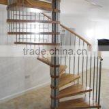Indoor Stainless Central Pole Wood Spiral Stair With Wood Handrail thumbnail-5