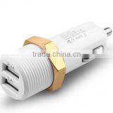 Screw dual usb car charger input DC 12v - 24v with output current 2.1A and 1A