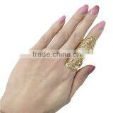 2016 Fashion Ladies Finger Double Ring With Rhinestone Punk Crystal Ring Chain Finger Ring thumbnail-4