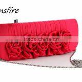 Wholesale ladies luxury backfin satin hinge bag evening clutch handbag rose wedding bag