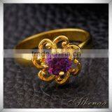 Trendy Women Wholesale Wedding Jewelry Gold Flower Shape Purple Zircon Ring thumbnail-3