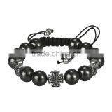 Black Zirconia Ceramic Beaded Bracelet With Steel Cross Ceramic Beaded Bracelet Wholesale thumbnail-1