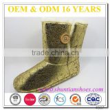 golden leather keep warm boots for girls