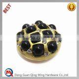 Mini Gold Round Pearl Stone Metal Button For Garment