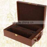 Ou Shigu Wholesale Custom 2 Bottles of Red Wine Box, Leather Brown Beautiful Gift Box