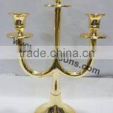 Fashion Wedding Gold Candelabra Centerpiece And 3 Arms Gold Candelabra With Gold Bowl thumbnail-6