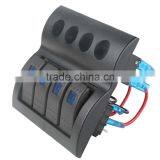 Waterproof 4 Gang Marine/Boat Blue LED Rocker Switch Panel +Circuit Breakers thumbnail-1