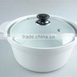 Great White Ceramic Cooking Pot With Two Handles, Porcelain Tureen With Glass Cover thumbnail-1