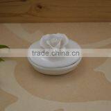 Hand Made White Porcelain Trinket Box With Flower Shape Design thumbnail-1