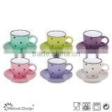Solid Color With Engraved Doted Cup and Saucer Ceramic thumbnail-6