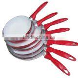 7pcs Red Color Ceramic Aluminum Fry Pan thumbnail-1