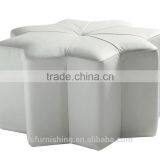 JR-01 Modern Contemporary White Color Genuine Leather Crystal Tufted Leisure Neoclassic Stools Ottoman Chair thumbnail-2