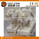 MGL074 Cream Travertine Lion Statues For Sale