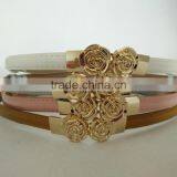 Wholesale Colourful Flower Pattern Buckle Sex Women Lady Thin PU Waist Belt thumbnail-2