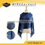 Fashion Autumn Snow Ladies Tassel Peruvian Ponchos in Navy Color thumbnail-1