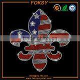 American Flag in Fleur de Lis Hotfix Rhinestone Transfers thumbnail-1
