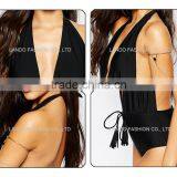 2016 Plunge Halter Neck Colour Block Swimsuit for Beautiful Women Sexy One Piece Bathing Suits thumbnail-5
