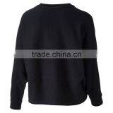 Women Custom Black Fleece Bat Wing Crew Neck Hooded Sweatshirt thumbnail-4