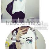 Women Creative Face Eyes Cotton Causal t Shirt thumbnail-5