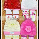 3D Flower Crochet Baby Hat+socks Sets for Baby Gift