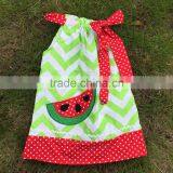 Professional Design Latest Style Girls Watermelon Green Chevron Dress With Necklace and Headband thumbnail-4