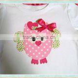Persnickety Owl Appliqued Valentine Shirt Ruffle Raglan Kids Clothing Wholesale thumbnail-1