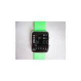 Green Binary LED Watch / Silicone Rubber Wristband Watches OEM