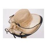 Gold Thread Sinamay Womens Church Hats / 11cm Brim Yellow Straw Braid Edge Hats
