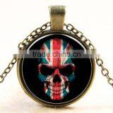 XP-TGN-S-122 2017 New Design Round Glass Diy Image Time Gemstone Mandala Colorful Skull Dome Cabochon Necklace For Ladies