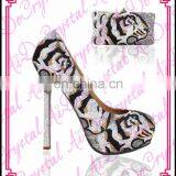 Aidocrystal Black and White 12cm High Heels Party Queen Big Size 2015 New Design Italian Shoe and Bag Set thumbnail-1