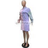 New Office Lady Plus Size Women Female Color Matching Elegant Shirt Dress thumbnail-4