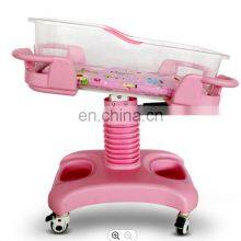 New Born Baby Bed With Wheels and Angle Adjustable ABS Baby Cart for Hospital Use