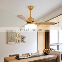 3 Blades Modern Decorative Home Living Room Copper Pendant Lighting Wireless Indoor Ceiling Fan Wood With Led Lamp for Kitchen thumbnail-4