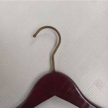 Hotel Closet Coat Suit Wooden Hanger With Bronzer Chrome Plated Round Hook Custom Logo Display Racks thumbnail-3