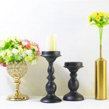 Dining Table Wedding Candlestick European Style Candle Holder Columnar Shape Black Metal Candlestick Set thumbnail-3