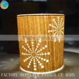 Online 2016 Christams and Wedding Decotation Glass Candle Holder Pasted With Wood Cover