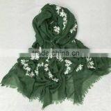Wholesale Fringe Tassel Flower Embroidery Design Cotton Fashion Ladies Winter Shawl thumbnail-2